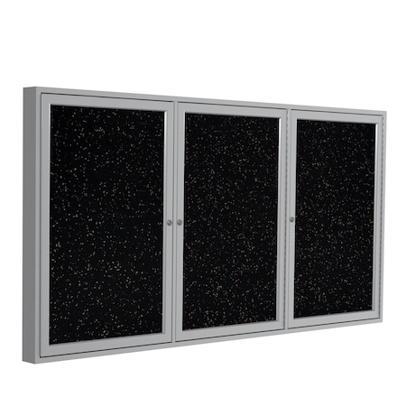 Ghent Enclosed Bulletin Board, 2 Door, Recycled Rubber, 4 ft H x 6 ft W, Tan Speckled PA34872TR-TN